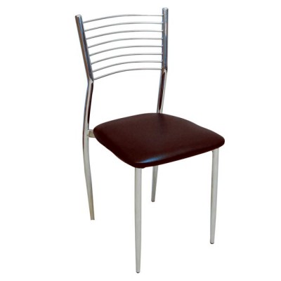 VIVIAN Καρέκλα Μέταλλο Χρώμιο, PVC Σκούρο Καφέ