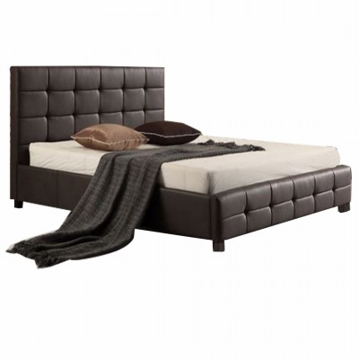 FIDEL Κρεβάτι Διπλό για Στρώμα 160x200cm, PU Σκούρο Καφέ