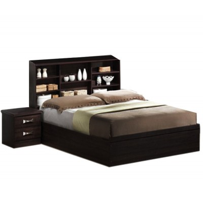 LIFE Κρεβάτι Διπλό με Ράφια, για Στρώμα 160x200cm, Απόχρωση Zebrano