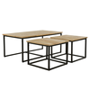 QUADRO COFFEE TABLE SET 3ΤΕΜ ΦΥΣΙΚΟ ROUGH ΜΑΥΡΟ 110x60x45