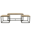 QUADRO COFFEE TABLE SET 3ΤΕΜ ΦΥΣΙΚΟ ROUGH ΜΑΥΡΟ 110x60x45