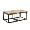 QUADRO COFFEE TABLE SET 3ΤΕΜ ΦΥΣΙΚΟ ΜΑΥΡΟ 110x60x45