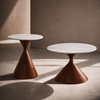 NOISETTE COFFEE TABLE SET 2ΤΕΜ ΛΕΥΚΟ ΜΕ ΟΨΗ ΜΑΡΜΑΡΟΥ ΚΑΡΥΔΙ 70x70x40cm