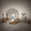 Ammos κομότα 3 συρτάρια φυσικό με rattan 90x39x79cm