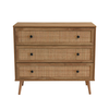 Ammos κομότα 3 συρτάρια φυσικό με rattan 90x39x79cm
