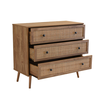 Ammos κομότα 3 συρτάρια φυσικό με rattan 90x39x79cm