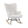 ALMA Rocking Πολυθρόνα Μπερζέρα Καθιστικού, Teddy Ύφ.Άσπρο, Βάση Μαύρο-Φυσικό