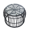 Τραπεζάκι Κήπου ALBIUS Μαύρο Rattan/Μέταλλο/Γυαλί Φ50x35cm