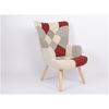 Πολυθρόνα BRIAR Μπορντό/Γκρι Patchwork Ύφασμα/Ξύλο 73x69x96cm
