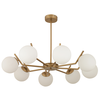 Φωτιστικό Κρεμαστό CRATER Οχτάφωτο Χρυσό/Λευκό Μέταλλο/Γυαλί 87x52cm