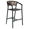 Σκαμπό Bar SANTORINI Μαύρο/Φυσικό Αλουμίνιο/Rattan 55x56x99cm
