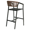 Σκαμπό Bar SANTORINI Μαύρο/Φυσικό Αλουμίνιο/Rattan 55x56x99cm