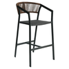 Σκαμπό Bar SANTORINI Ανθρακί/Φυσικό Αλουμίνιο/Rattan 55x56x99cm