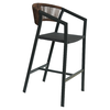 Σκαμπό Bar SANTORINI Ανθρακί/Φυσικό Αλουμίνιο/Rattan 55x56x99cm