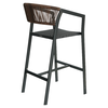 Σκαμπό Bar SANTORINI Ανθρακί/Φυσικό Αλουμίνιο/Rattan 55x56x99cm