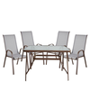 Σετ Τραπεζαρία Κήπου SUN Μέταλλο Γκρι/Καφέ Με 4 Πολυθρόνες