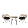 Σετ Τραπεζαρία Κήπου EUSEBIO Φυσικό/Μαύρο Μέταλλο/Rattan Με 2 Καρέκλες