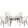 Σετ Τραπεζαρία Κήπου SUN Κρεμ/Καφέ Μέταλλο/Textilene/Γυαλί Με 4 Πολυθρόνες 14990481