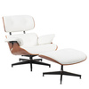 Πολυθρόνα Relax MIREN Με Υποπόδιο Λευκό/Καφέ Ξύλο/PU 82x92x78cm