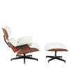 Πολυθρόνα Relax MIREN Με Υποπόδιο Λευκό/Καφέ Ξύλο/PU 82x92x78cm