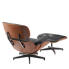 Πολυθρόνα Relax MIREN Με Υποπόδιο Μαύρο/Καφέ Ξύλο/PU 82x92x78cm