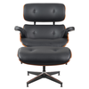 Πολυθρόνα Relax MIREN Με Υποπόδιο Μαύρο/Καφέ Ξύλο/PU 82x92x78cm