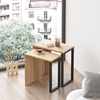 PERCIVAL Side Tables Set of 2 Natural/Black Chipboard/Metal 51x29.5x52.8cm / 44.5x24.5x47.8cm