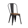 RELIX Wood Καρέκλα Μέταλλο Βαφή Μαύρο Extra Matte, Κάθισμα Dark Oak, Στοιβαζόμενη