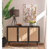 VIENNA ΜΠΟΥΦΕΣ ΜΑΥΡΟ ΜΕ RATTAN 120x39x75.5