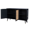 VIENNA ΜΠΟΥΦΕΣ ΜΑΥΡΟ ΜΕ RATTAN 120x39x75.5