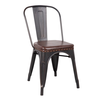 RELIX Καρέκλα-Pro, Στοιβαζόμενη, Μέταλλο Βαφή Antique Black, Pu Σκούρο Καφέ