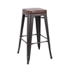 RELIX Σκαμπό Bar-Pro, Στοιβαζόμενο, Μέταλλο Βαφή Antique Black, Pu Σκούρο Καφέ