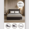 ZEN ΚΡΕΒΑΤΙ ΜΕ ΑΠΟΘΗΚ. ΧΩΡΟ ΚΑΙ ΣΤΡΩΜΑ ΓΚΡΙ ΣΚΟΥΡΟ 212x174x126.5