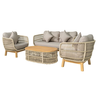 MARK Set Σαλόνι Κήπου 4τεμ, Acacia Φυσικό, Μαξιλάρια Μπεζ Rope Wicker Μπεζ