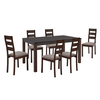 SIENNA Set (1+6) Τραπεζαρίας - Κουζίνας, Σκούρο Καρυδί, Melamine Greystone,Ύφασμα Μπεζ