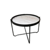 ALABASTER COFFEE TABLE ΛΕΥΚΟ ΜΕ PATTERN ΜΑΥΡΟ 63x63x42