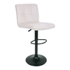 LINO Σκαμπό BAR με Πλάτη, Μέταλλο Βαφή Μαύρο, PU Άσπρο, Ρύθμιση Ύψους, Περιστρεφόμενο