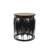 LEAF COFFEE TABLE SET 2ΤΕΜ ΜΑΥΡΟ ΦΥΣΙΚΟ 40x40x45