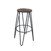 ARCO Wood Σκαμπό Bar, Μέταλλο Βαφή Μαύρο, Ξύλο Απόχρωση Dark Oak