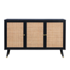 VIENNA ΜΠΟΥΦΕΣ ΜΑΥΡΟ ΜΕ RATTAN 120x39x75.5