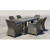 ESPERIA Set Τραπεζαρία Κήπου ALU,Wicker Grey Brown-Ανθρακί: Τραπέζι 180x90 + 6 Πολυθρόνες