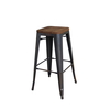 RELIX Wood Σκαμπό Bar-Pro, Στοιβαζόμενο, Μέταλλο Βαφή Antique Black,Κάθισμα Dark Oak
