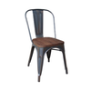 RELIX Wood Καρέκλα-Pro, Στοιβαζόμενη, Μέταλλο Βαφή Antique Black,Κάθισμα Dark Oak