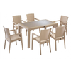 Defence Cappuccino τραπεζαρία 150x90 set 7 τεμαχίων με τζάμι