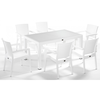 Defence Λευκή τραπεζαρία 150x90 set 7τεμαχίων με τζάμι