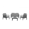 Garda set PP 4τμχ Kαναπές: 140x75x78(64)cm Πολυθρόνα:71,5x75x78(64)cm Τραπεζάκι:67,5x67,5x32cm Γκρι