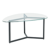ROCKS COFFEE TABLE SET 2ΤΕΜ ΔΙΑΦΑΝΟ FUME ΜΑΥΡΟ 82x59x40