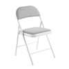 BRENDA Καρέκλα Πτυσσόμενη, Μέταλλο Βαφή Άσπρο, Ύφασμα Γκρι