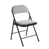BRENDA Καρέκλα Πτυσσόμενη, Μέταλλο Βαφή Μαύρο, Ύφασμα Γκρι