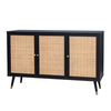 VIENNA ΜΠΟΥΦΕΣ ΜΑΥΡΟ ΜΕ RATTAN 120x39x75.5